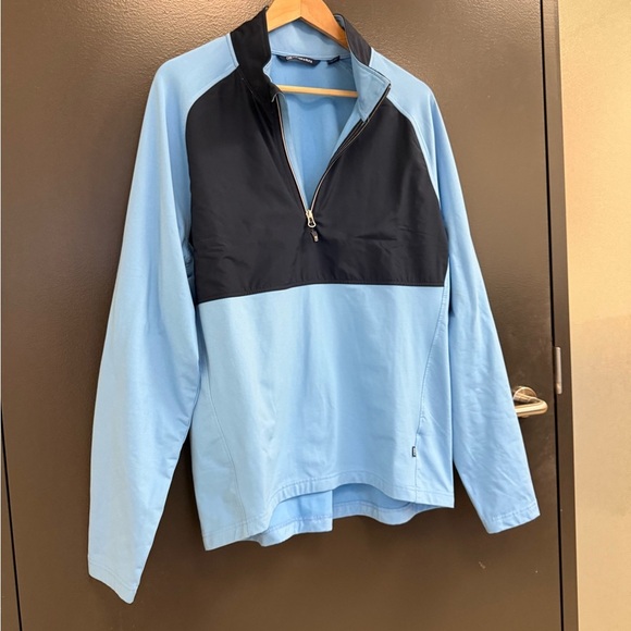 Cutter & Buck men’s L worn once Blue and Black 3/4 pullover see desc in photos - Picture 3 of 13